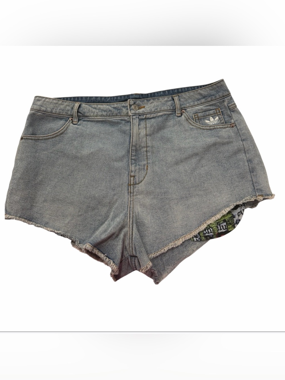 Adidas Originals x Jeremy Scott Women's Denim Shorts Indigo Blue Size 35 NWT